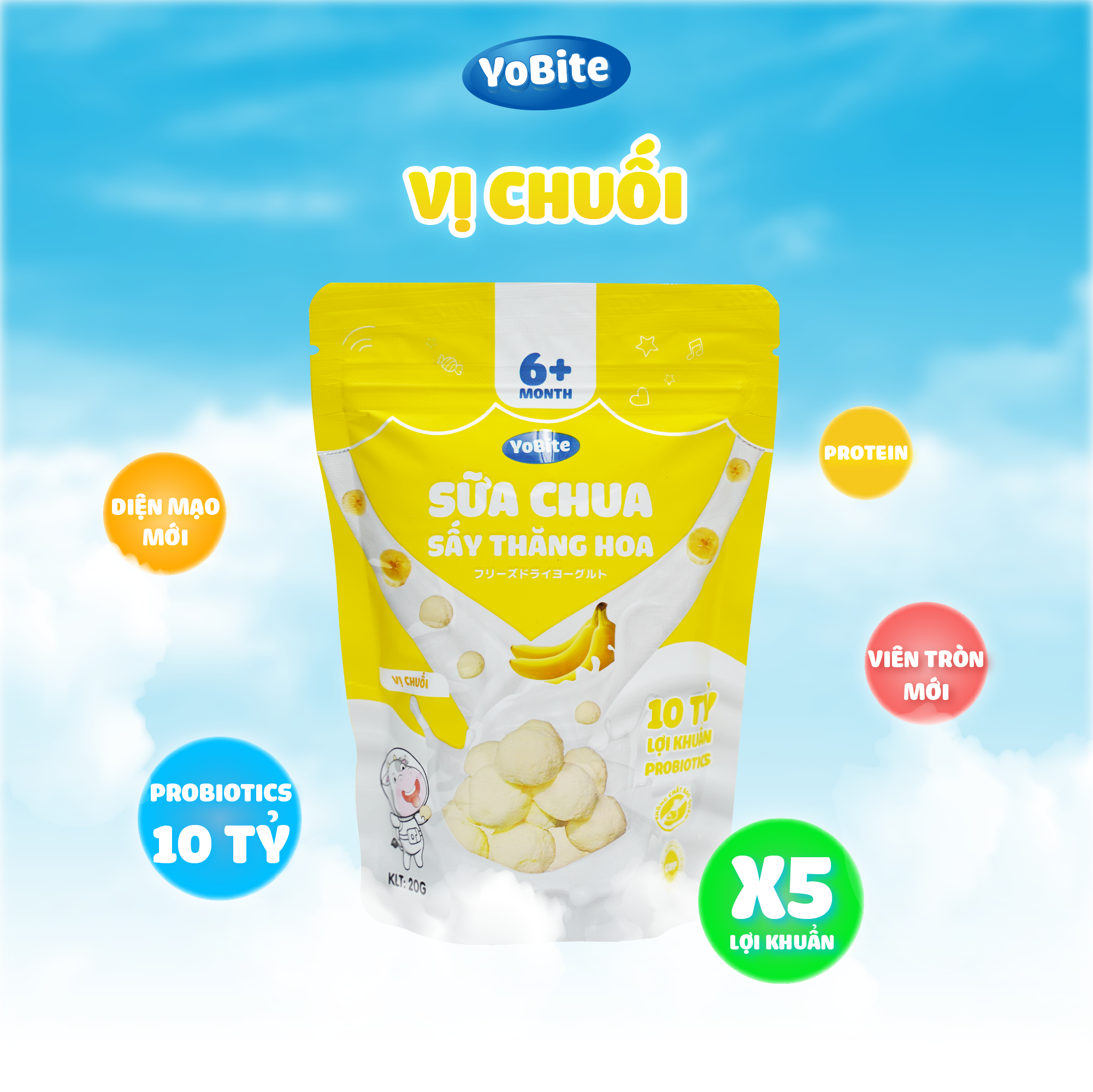  Sữa Chua Sấy Khô Cho Bé 20gr - Vị Chuối - Phiên Bản Mới 