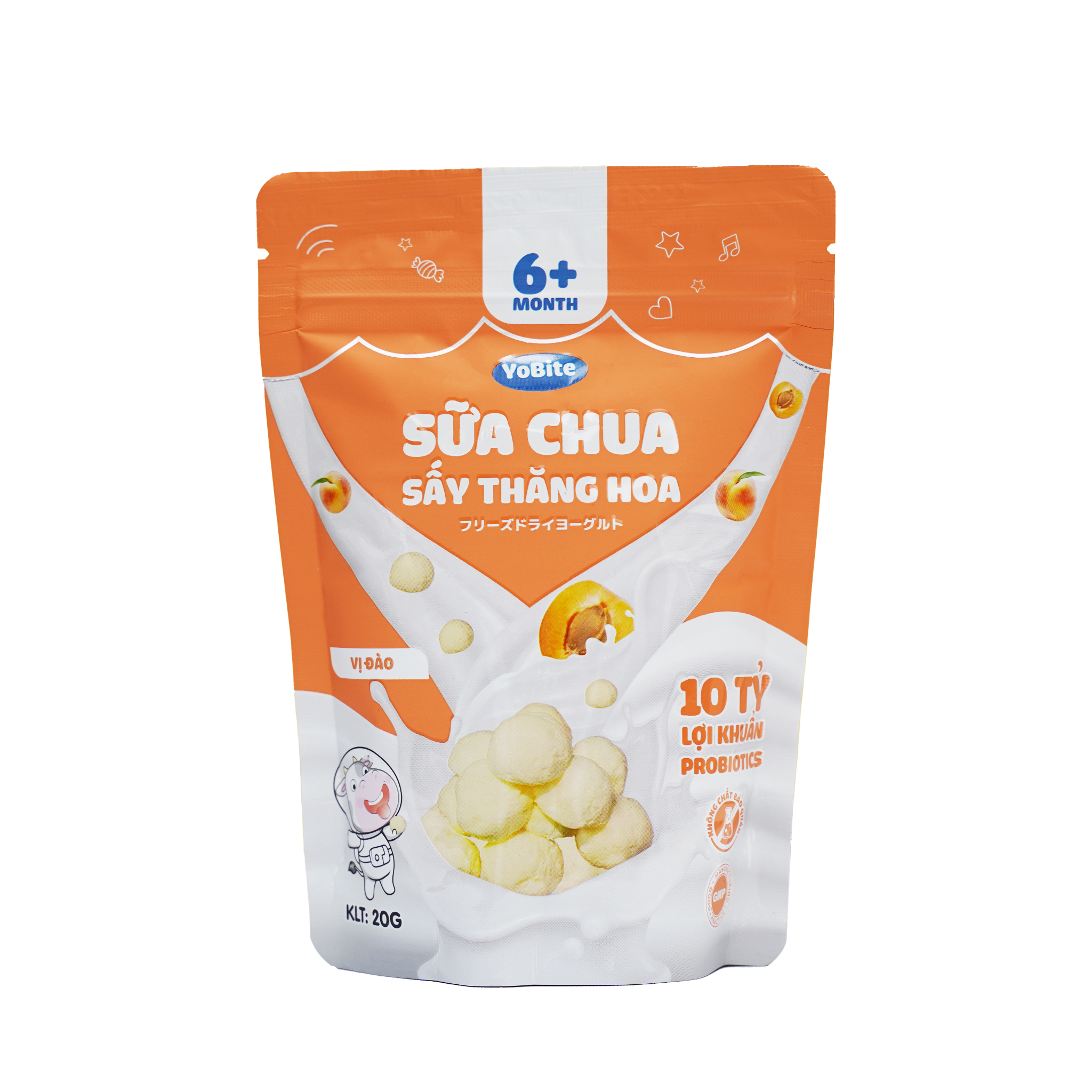  Sữa Chua Sấy Khô Cho Bé 20gr - Vị Đào - Phiên Bản Mới 