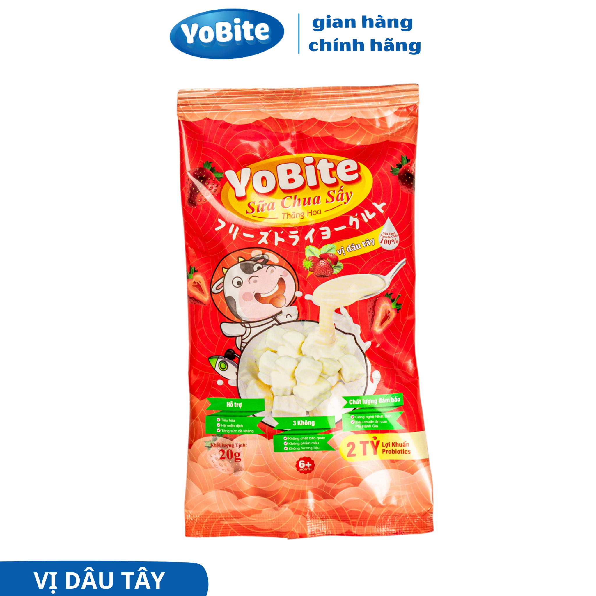  Combo 4 Túi Sữa Chua Khô Sấy Thăng Hoa YOBITE Mix Vị 20gr 