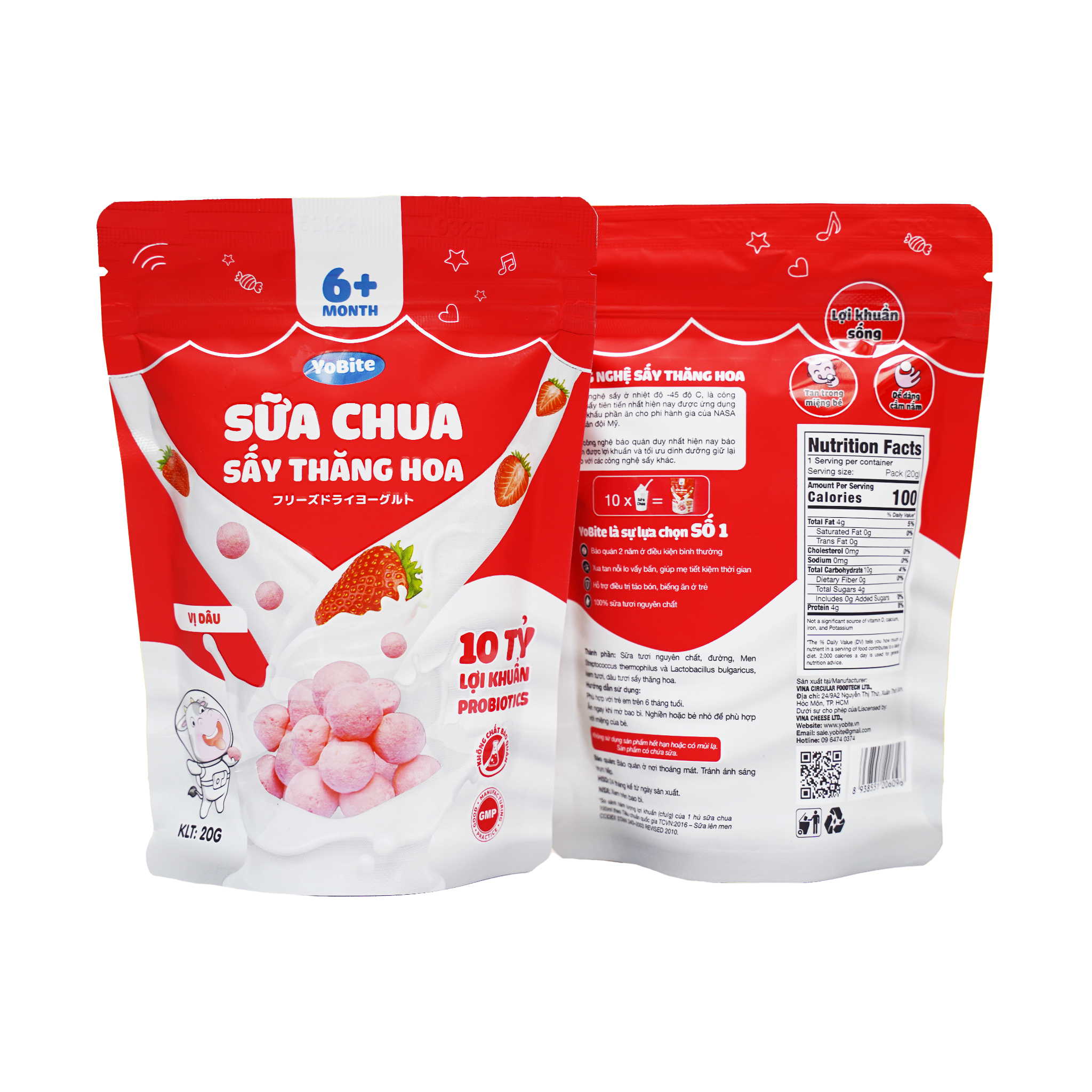  Sữa Chua Sấy Khô Cho Bé 20gr - Vị Dâu Tây - Phiên Bản Mới 