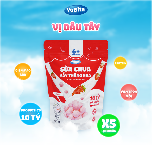 Sữa Chua Sấy Khô Cho Bé 20gr - Vị Dâu Tây - Phiên Bản Mới