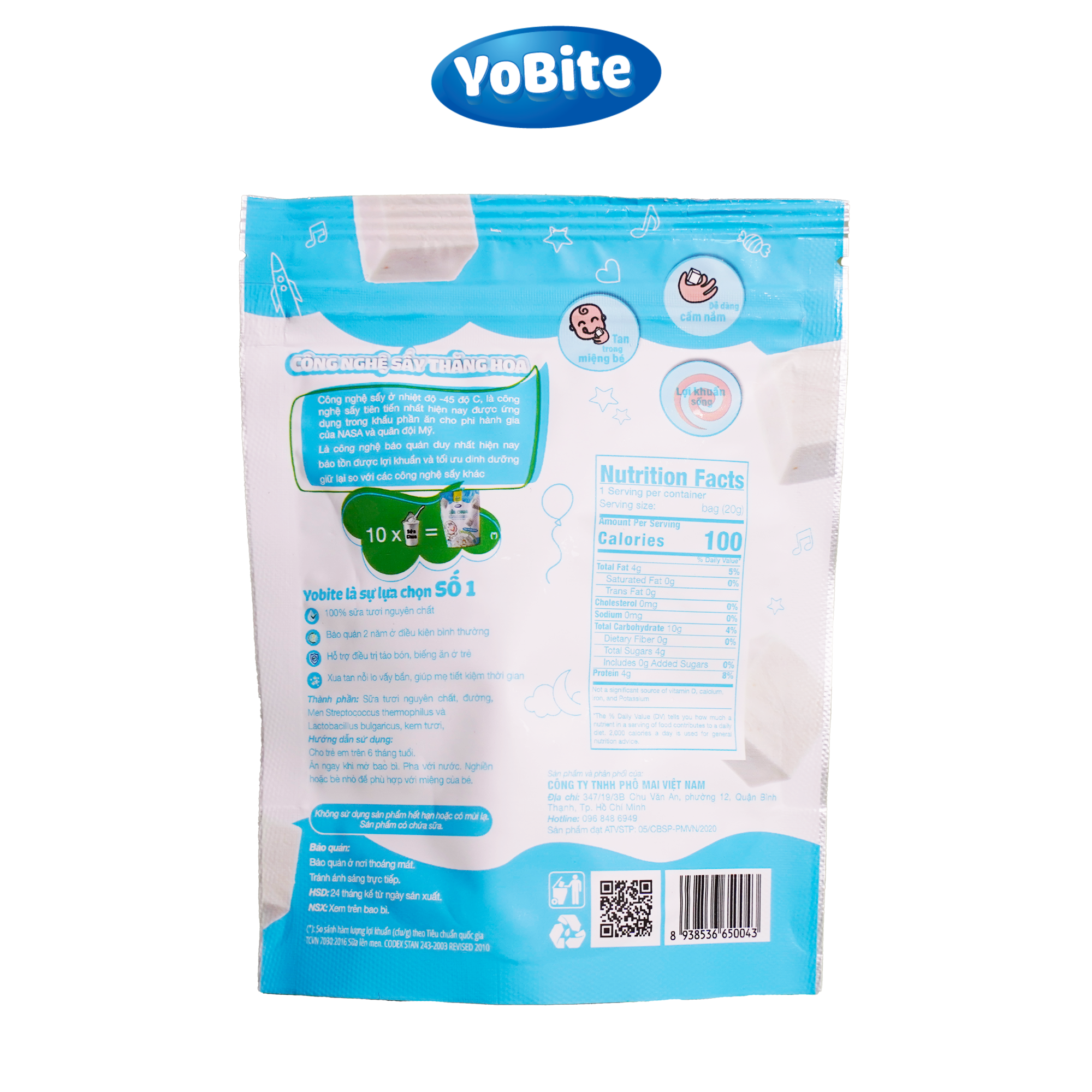  Sữa Chua Sấy Thăng Hoa YoBite - Vị Truyền Thống - 20gr 