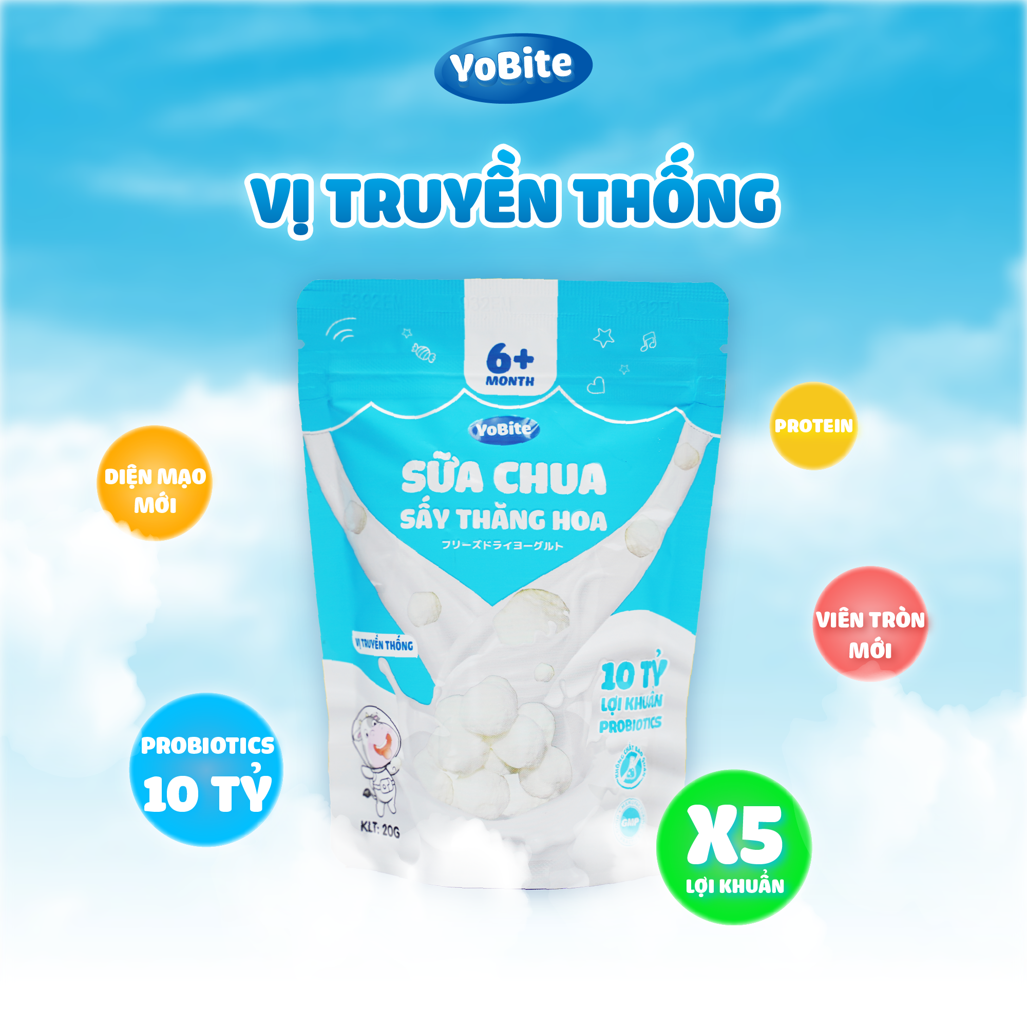  Sữa Chua Sấy Khô Cho Bé 20gr - Vị Truyền Thống - Phiên Bản Mới 